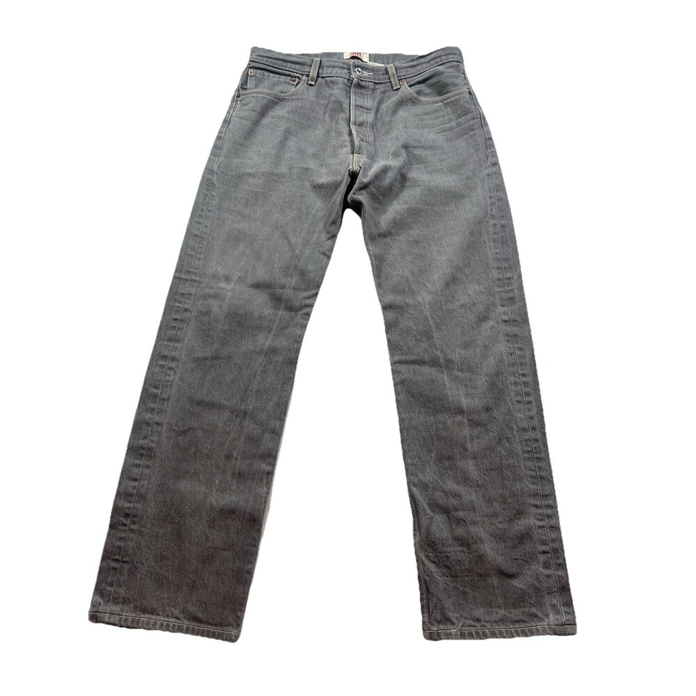 VTG Levis 501 Jeans Mens 36x34(30) Grey Straight Leg Button Fly Faded Denim